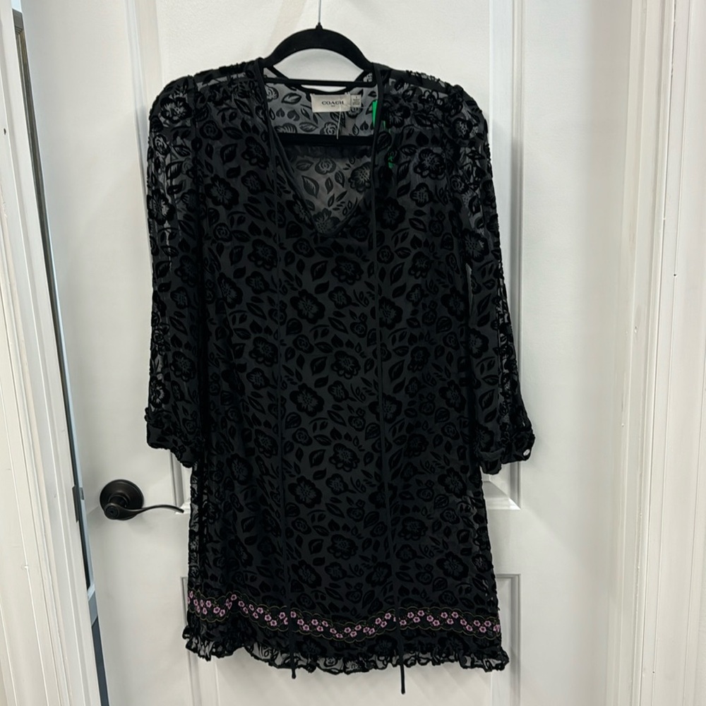 Coach Deco Print Dress With Necktie